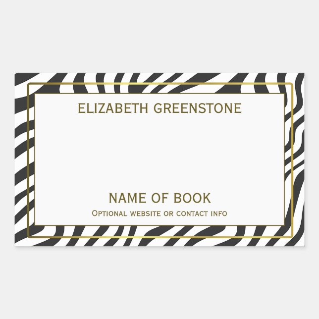 Modern Zebra Stripe Author Signature Bookplate (Front)