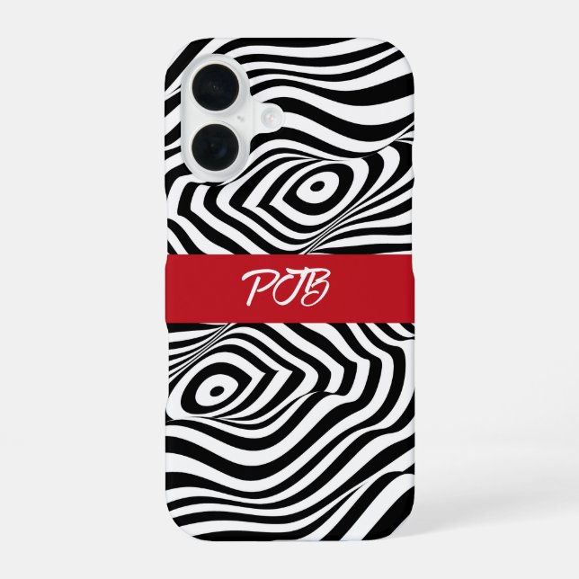 Modern Zebra Stripe iPhone Case – Bold Monogram (Back)