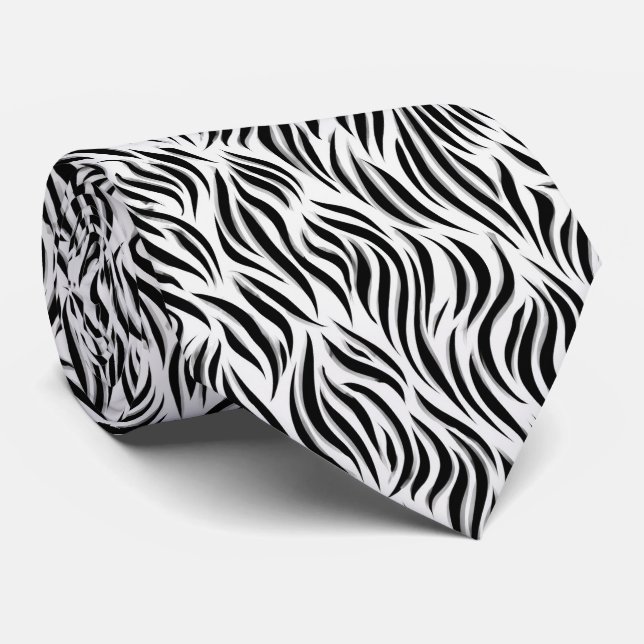 Modern Zebra Stripe Pattern Neck Tie (Rolled)