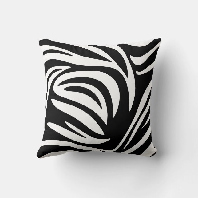 Modern Zebra Stripes Abstract Design Throw Pillow (Back)