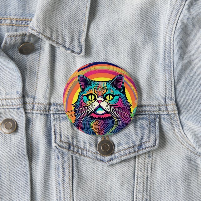 Modern Zen Cat  Button (In Situ)