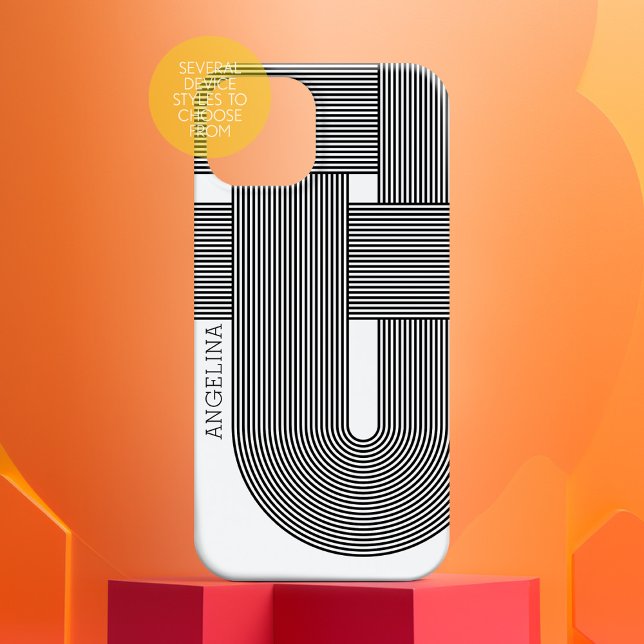 Modern Zen Geometric Lines with small name Case-Mate iPhone Case (Personalized Phone Case with Custom Text and Trendy Design)