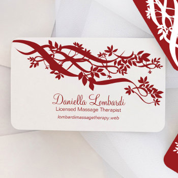 Modern Zen Red Branches Business Card by TheSpottedOlive at Zazzle