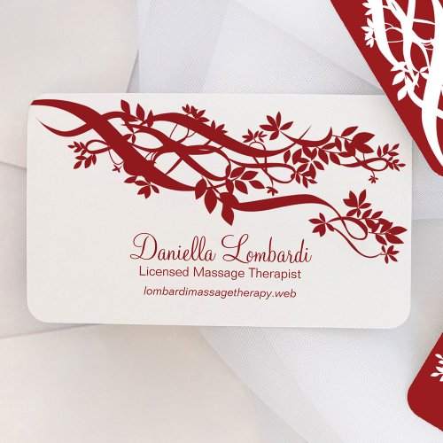 Modern Zen Red Branches Business Card