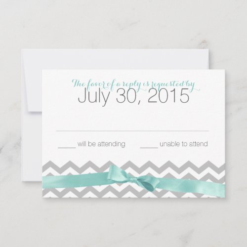 Modern Zigzag Aqua and Bow Response Card