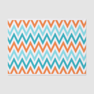 Modern ZigZag Chevron Orange Aqua Blue Pattern Tissue Paper