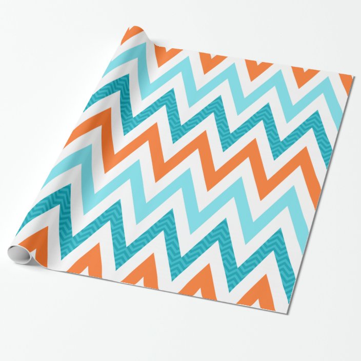 aqua chevron wrapping paper