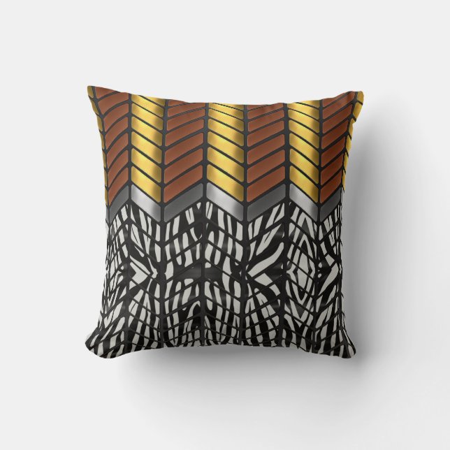 Modern Zigzag Chevron Zebra Animal Print Throw Pillow (Front)