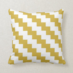 Modern Zigzag in Mustard and White Throw Pillow