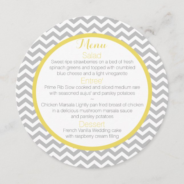 Modern Zigzag Pattern Round Menu (Front)