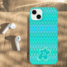 Modern zigzag pattern - turquoise monogram