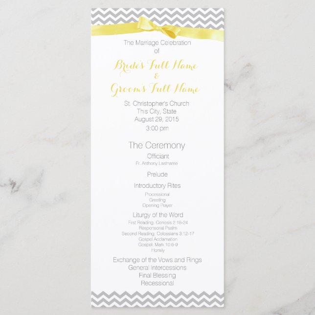 Modern Zigzag Pattern Wedding Program (Front)