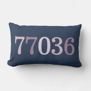 Modern Zip Code Blue Purple Housewarming Custom Lumbar Pillow