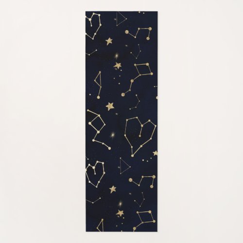 Modern zodiac gold stars navy blue constellation yoga mat