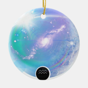 Modern Zodiac Sign Aquarius Quote Air Element Ceramic Ornament
