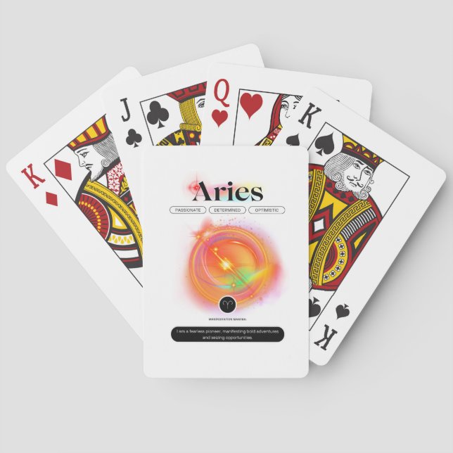 Modern Zodiac Sign ARIES Quote | Element Fire Poker Cards (Back)