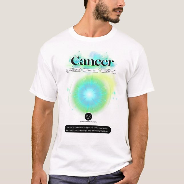 Modern Zodiac Sign Cancer Quote Water Element T-Shirt (Front)