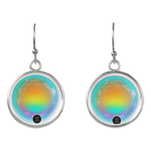 Modern Zodiac Sign Gemini Quote Air Element Earrings