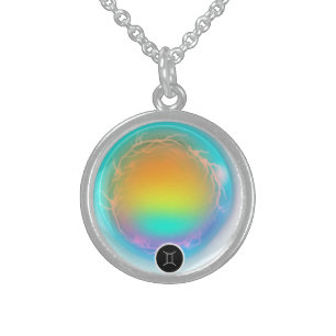 Modern Zodiac Sign Gemini Quote Air Element Sterling Silver Necklace