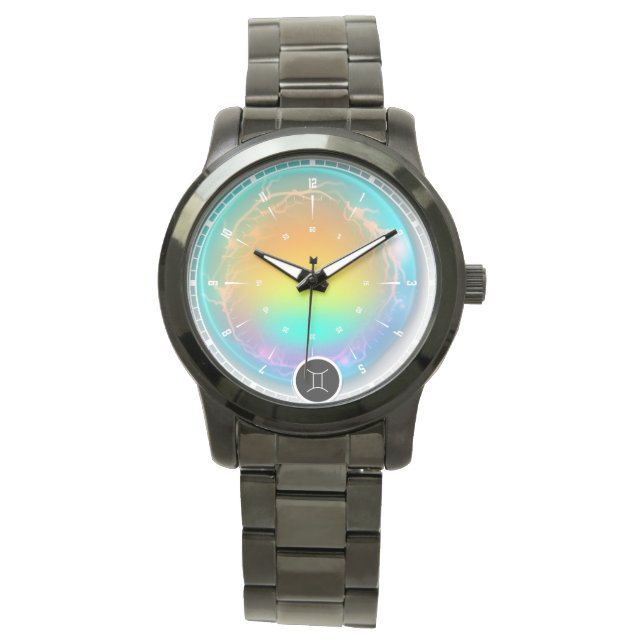 Modern Zodiac Sign Gemini Quote Air Element Watch (Front)