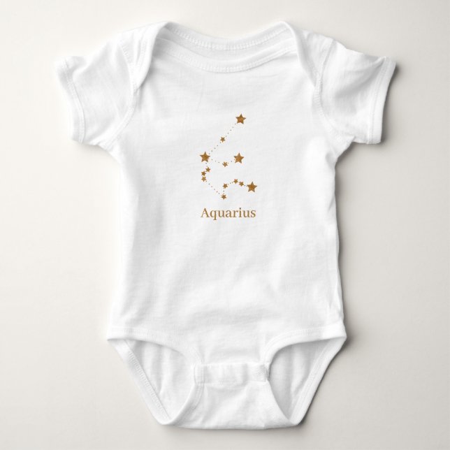 Modern Zodiac Sign Gold Aquarius | Element Air Baby Bodysuit (Front)