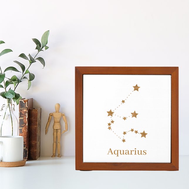 Modern Zodiac Sign Gold Aquarius | Element Air Desk Organizer (Creator Uploaded)