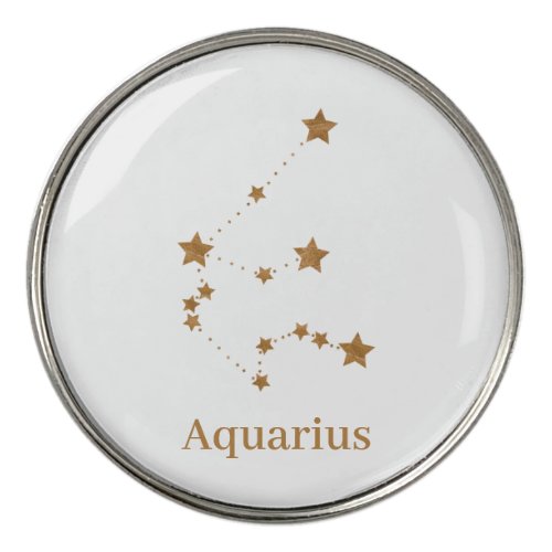 Modern Zodiac Sign Gold Aquarius  Element Air Golf Ball Marker