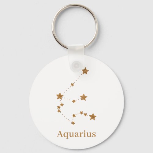 Modern Zodiac Sign Gold Aquarius  Element Air Keychain
