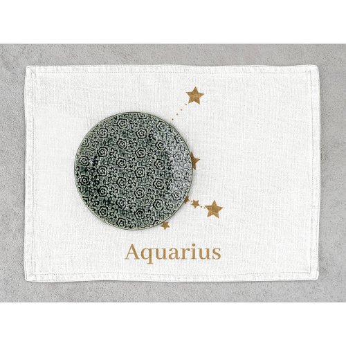 Modern Zodiac Sign Gold Aquarius  Element Air Kitchen Towel