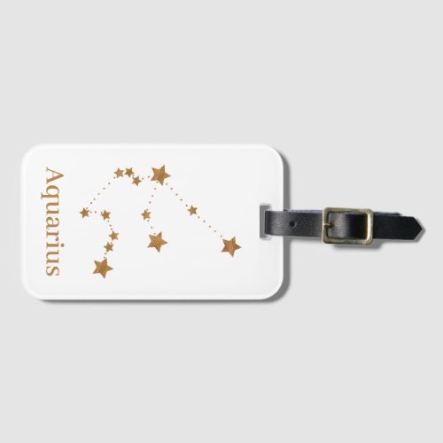 Modern Zodiac Sign Gold Aquarius  Element Air Luggage Tag