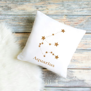 Modern Zodiac Sign Gold Aquarius   Element Air Outdoor Pillow