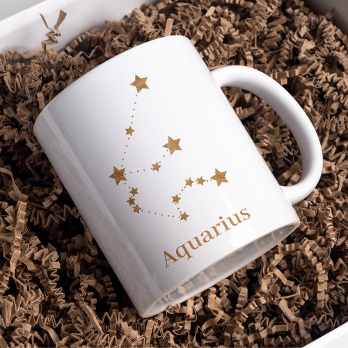 Modern Zodiac Sign Gold Aquarius  Element Air Two_Tone Coffee Mug