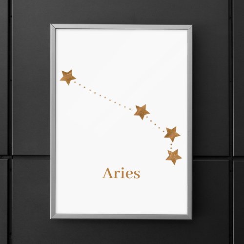 Modern Zodiac Sign Gold Aries  Element Fire