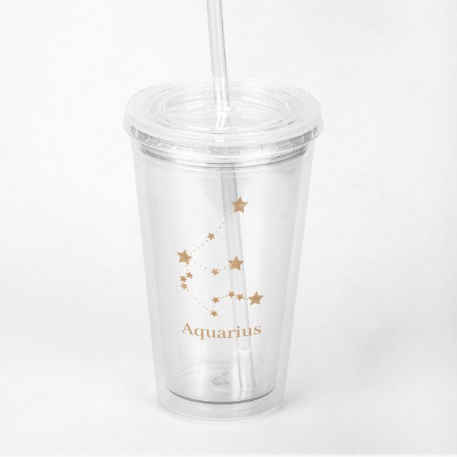 Modern Zodiac Sign Gold Aries | Element Fire Acrylic Tumbler (Creator Uploaded)