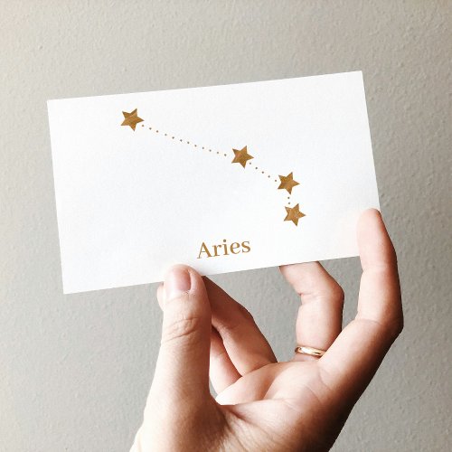 Modern Zodiac Sign Gold Aries  Element Fire Business Card