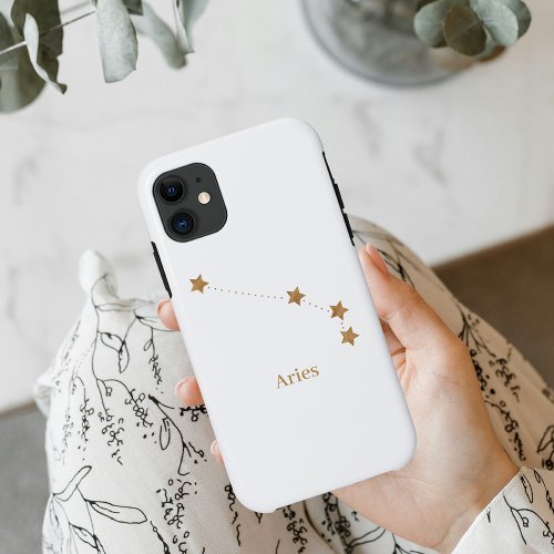 Modern Zodiac Sign Gold Aries  Element Fire iPhone 11 Case