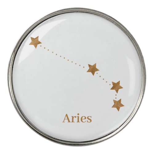 Modern Zodiac Sign Gold Aries  Element Fire Golf Ball Marker