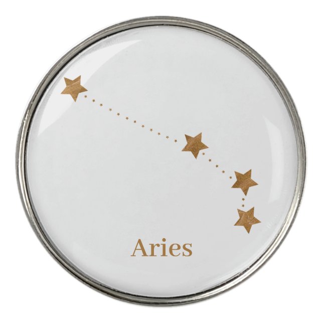 Modern Zodiac Sign Gold Aries | Element Fire Golf Ball Marker (Front)