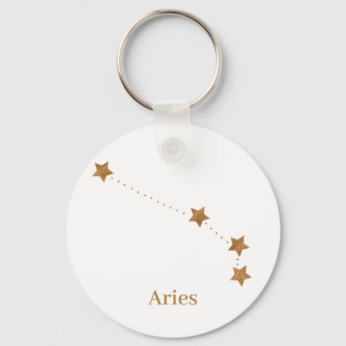 Modern Zodiac Sign Gold Aries  Element Fire Keychain