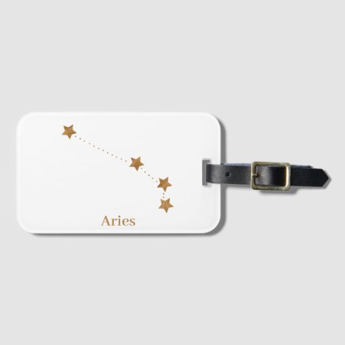 Modern Zodiac Sign Gold Aries  Element Fire Luggage Tag