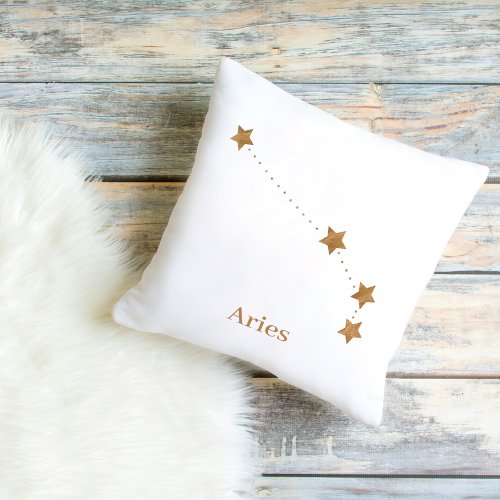 Modern Zodiac Sign Gold Aries  Element Fire Outdoor Pillow