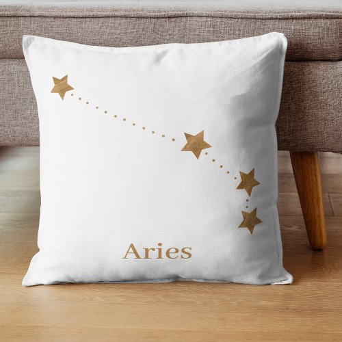 Modern Zodiac Sign Gold Aries  Element Fire Throw Pillow