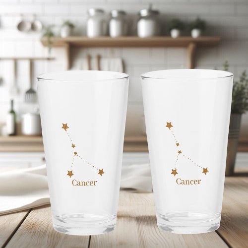 Modern Zodiac Sign Gold Cancer  Element Water Glass