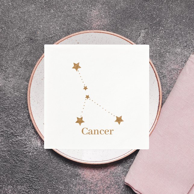Modern Zodiac Sign Gold Cancer | Element Water Napkins (Creator Uploaded)