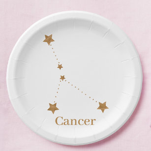 Modern Zodiac Sign Gold Cancer   Element Water Paper Plates