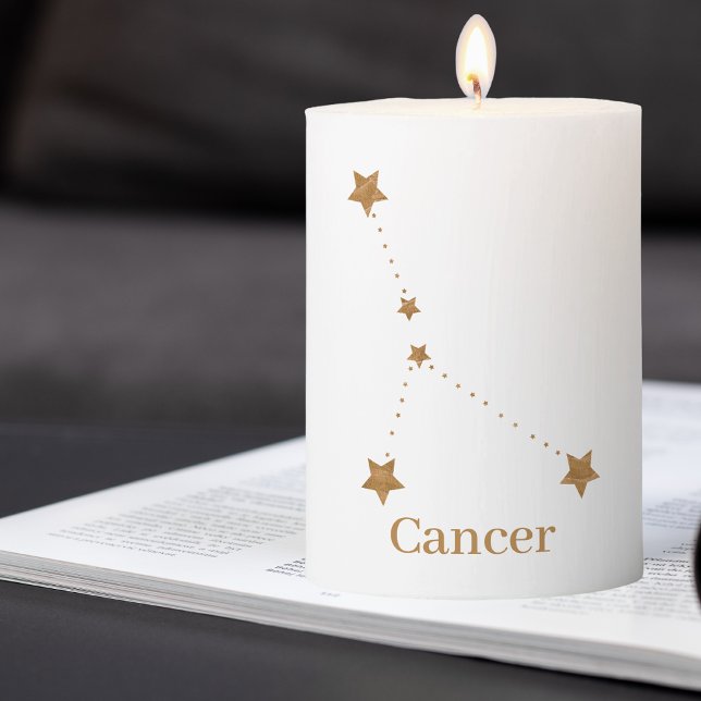 Modern Zodiac Sign Gold Cancer | Element Water Pillar Candle (Creator Uploaded)