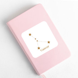 Modern Zodiac Sign Gold Cancer Element Water Square Sticker