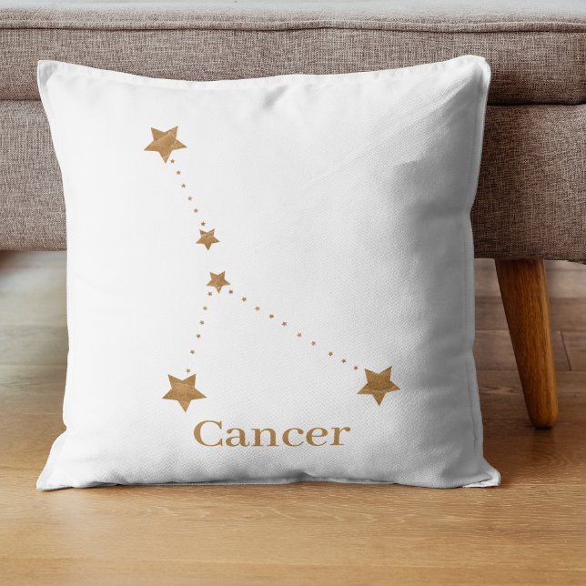 Modern Zodiac Sign Gold Cancer | Element Water Throw Pillow (Creator Uploaded)