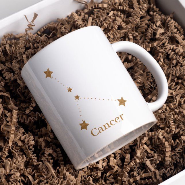 Modern Zodiac Sign Gold Cancer | Element Water Two-Tone Coffee Mug (Creator Uploaded)