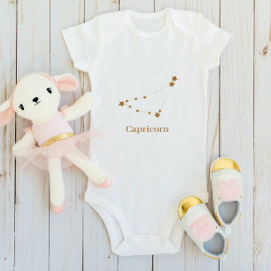 Modern Zodiac Sign Gold Capricorn Element Earth Baby Bodysuit